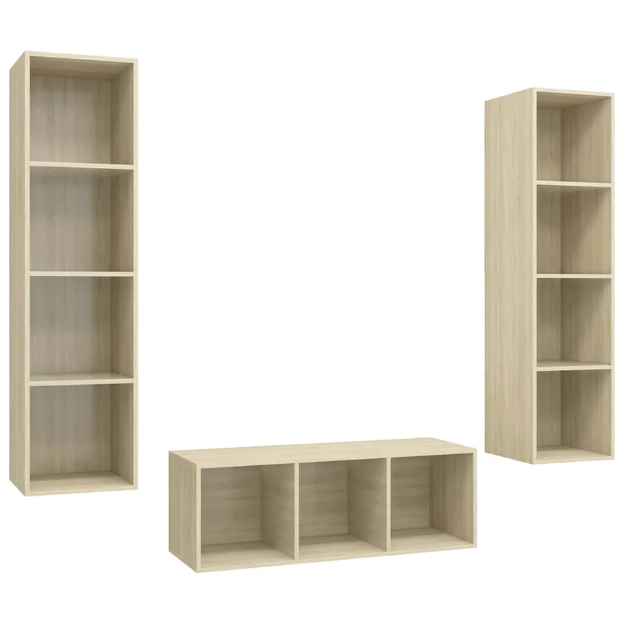 Ensemble de meubles TV 3 pcs Chêne sonoma Bois d'ingénierie - 2