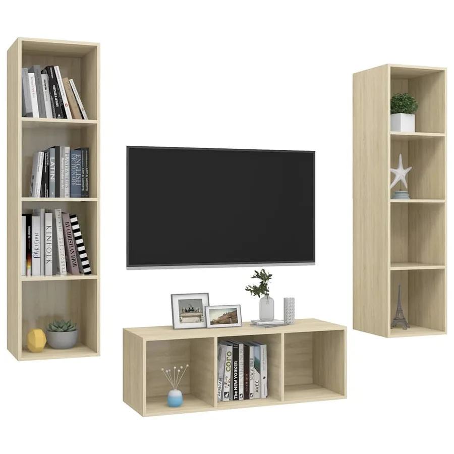 Ensemble de meubles TV 3 pcs Chêne sonoma Bois d'ingénierie - 3