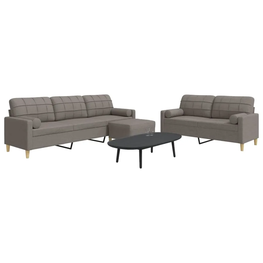 Ensemble de canapés 3 pcs repose-pied et coussins décoratifs