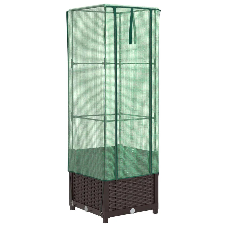 Jardinière surélevée avec housse aspect rotin 40x40x139 cm - 2