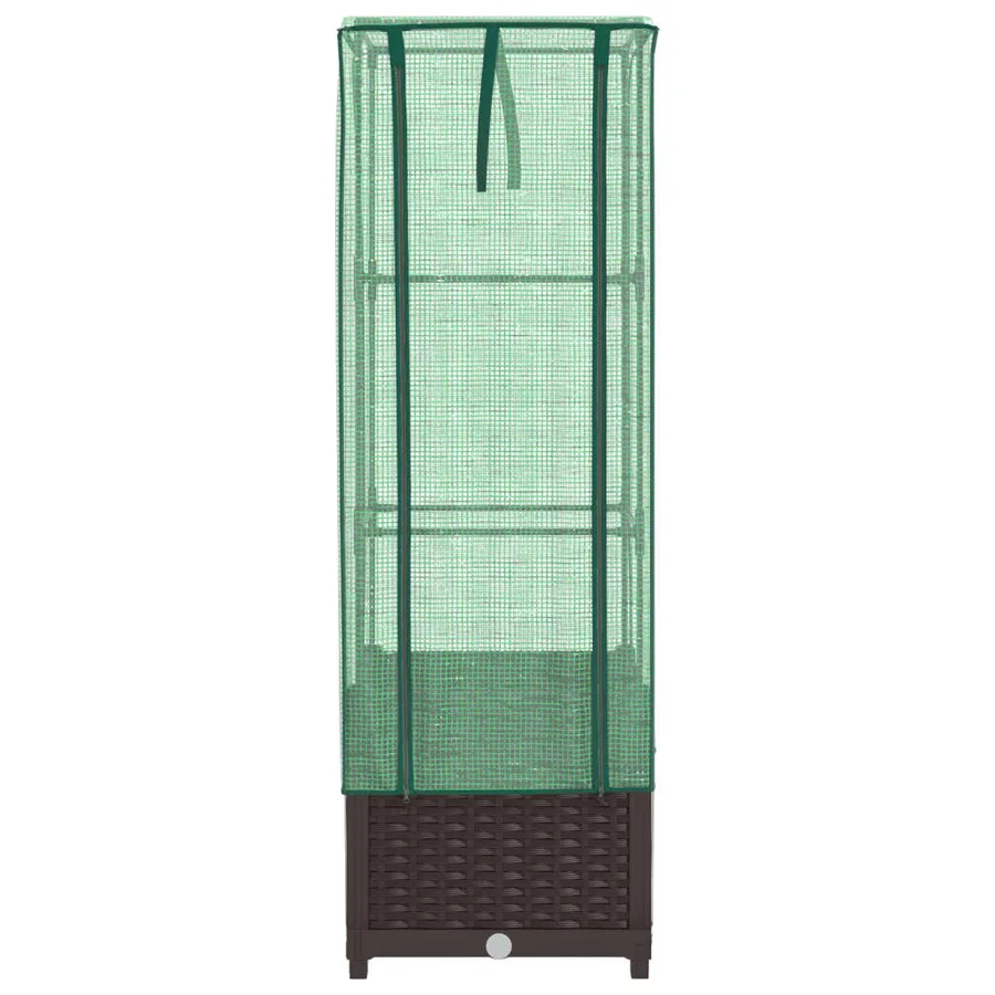 Jardinière surélevée avec housse aspect rotin 40x40x139 cm - 4