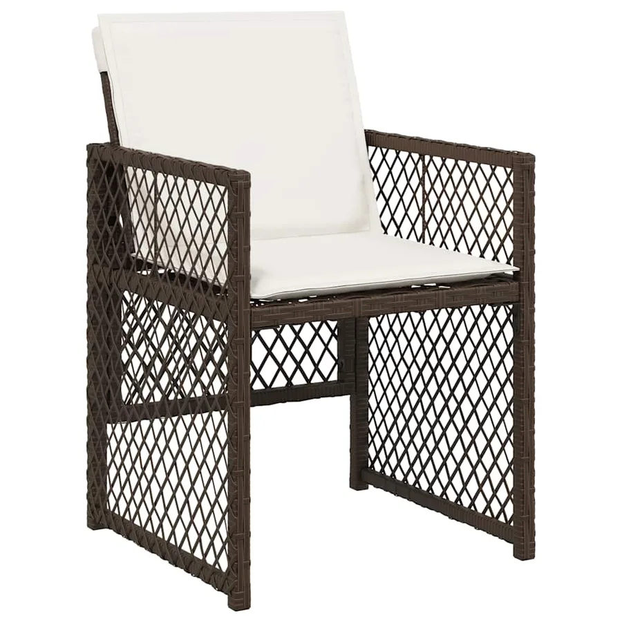 Ensemble à manger de jardin et coussins 7 pcs marron rotin - 4