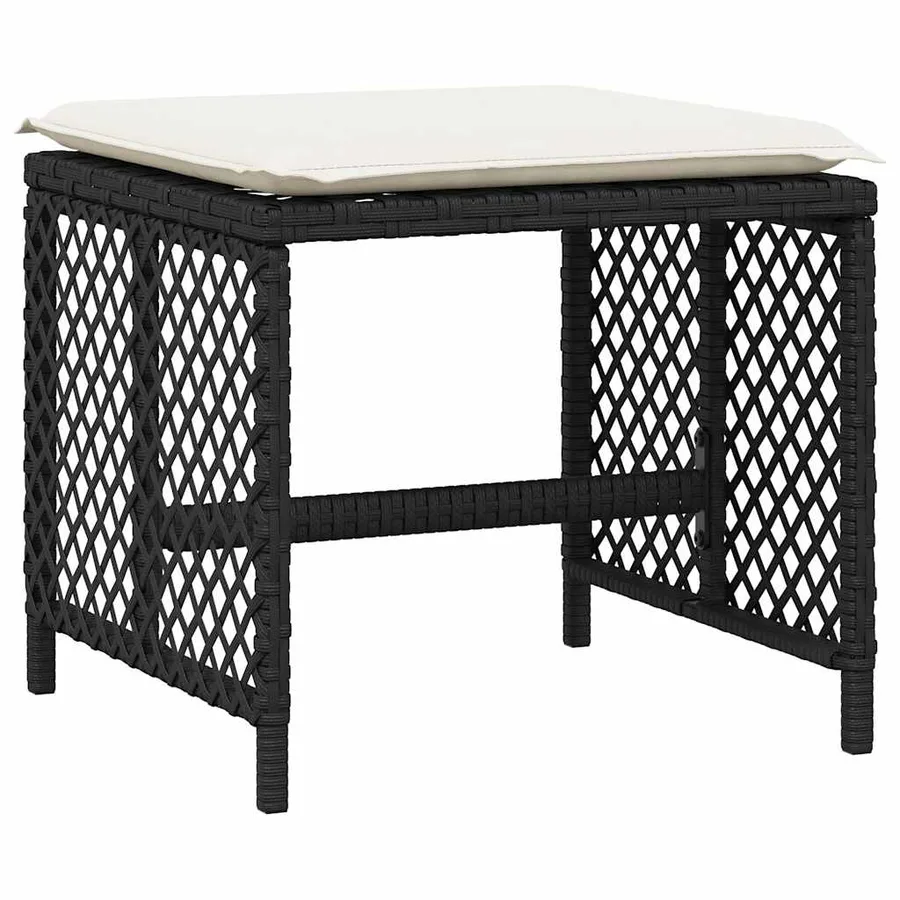 Ensemble à manger de jardin 9pcs coussins noir résine tressée - 5