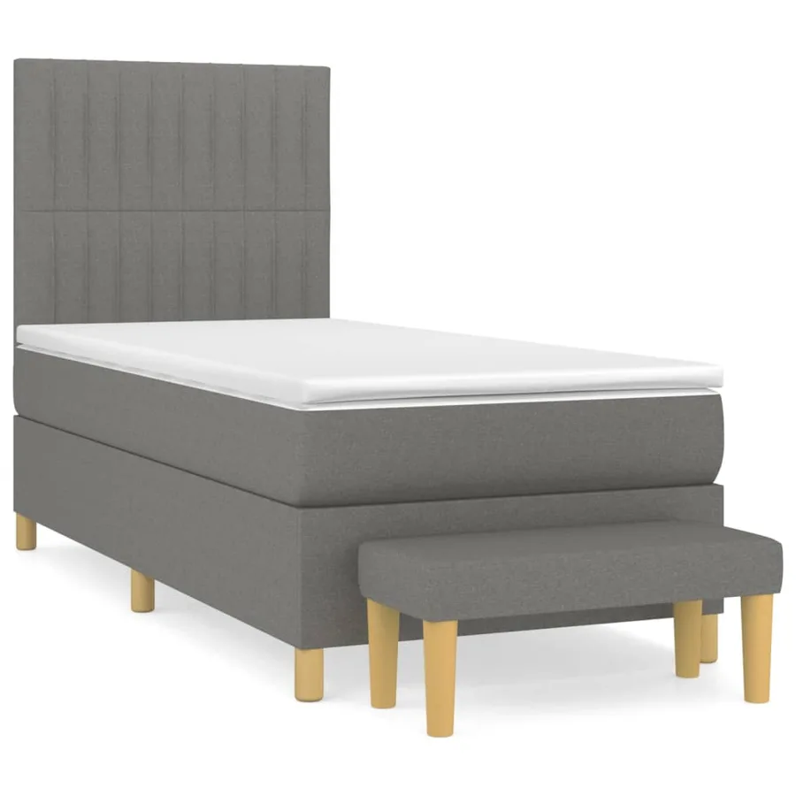 Sommier à lattes de lit avec matelas Gris foncé 80x200 cm Tissu - 2