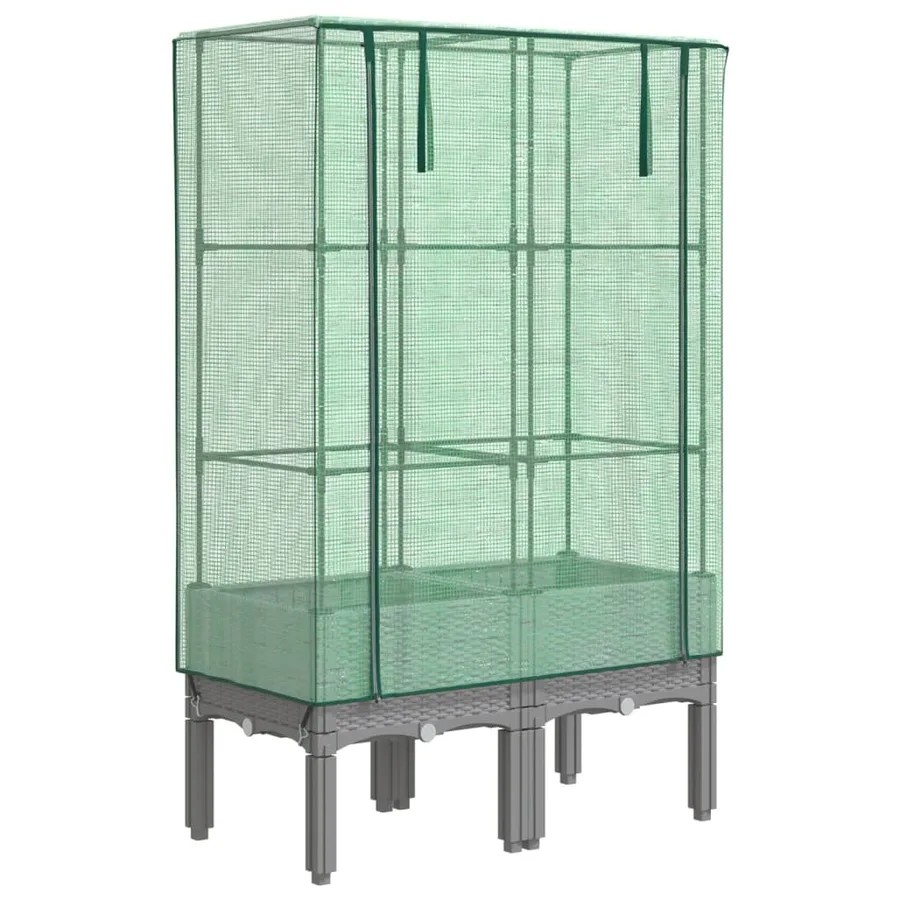 Jardinière surélevée avec housse aspect rotin 80x40x140 cm - 2