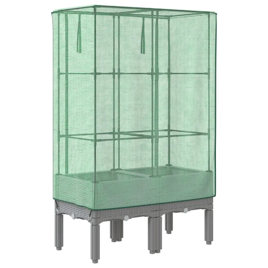 Jardinière surélevée avec housse aspect rotin 80x40x140 cm - 6