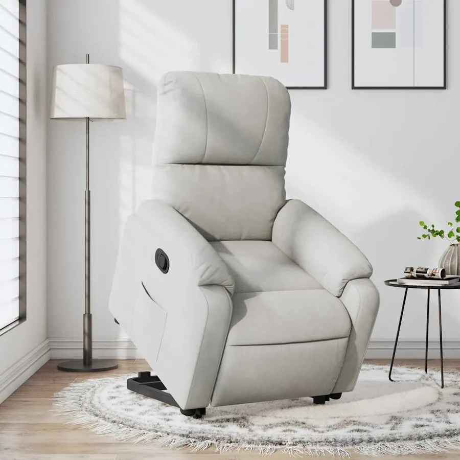 Fauteuil inclinable gris clair tissu microfibre - 5