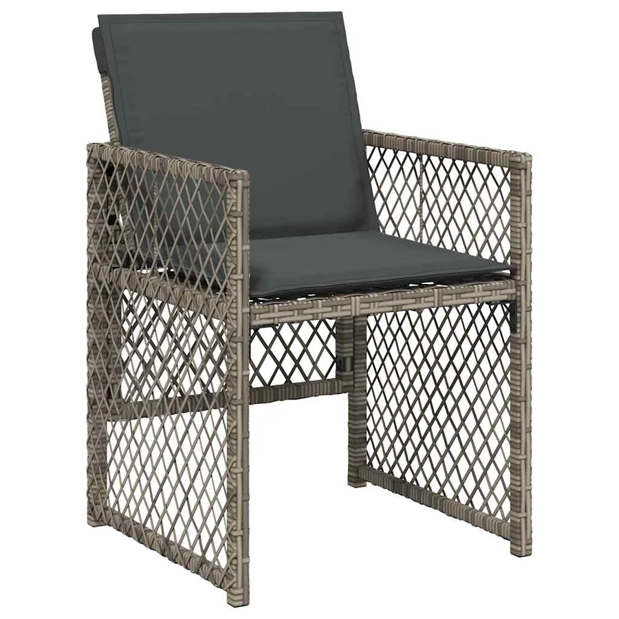 Ensemble à manger de jardin et coussins 7 pcs gris rotin - 4