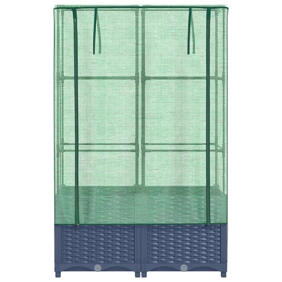 Jardinière surélevée avec housse aspect rotin 80x40x138 cm - 4
