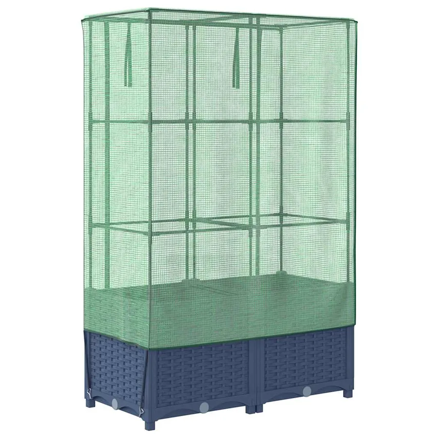 Jardinière surélevée avec housse aspect rotin 80x40x138 cm - 6