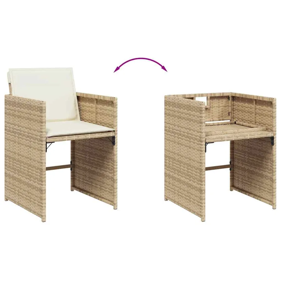 Ensemble à manger de jardin et coussins 9 pcs beige Poly rotin - 7