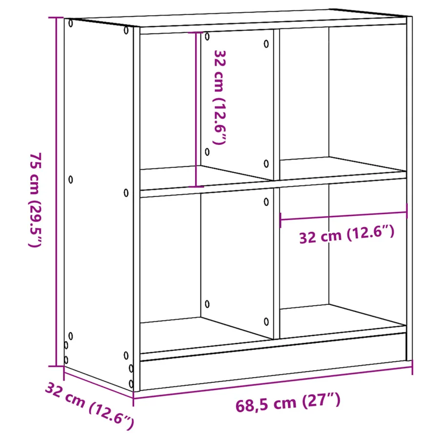 Bibliothèque chêne sonoma 68,5x32x75 cm bois d'ingénierie - 9