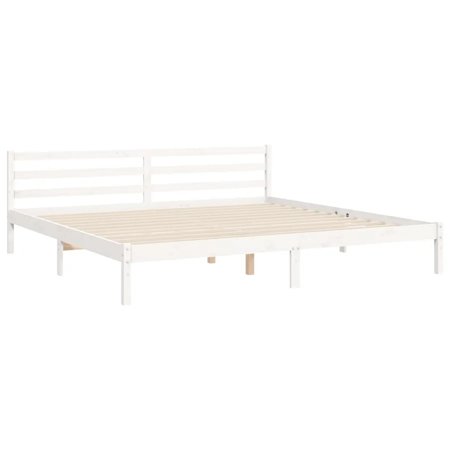 Cadre de lit sans matelas blanc 200x200 cm bois massif - 9