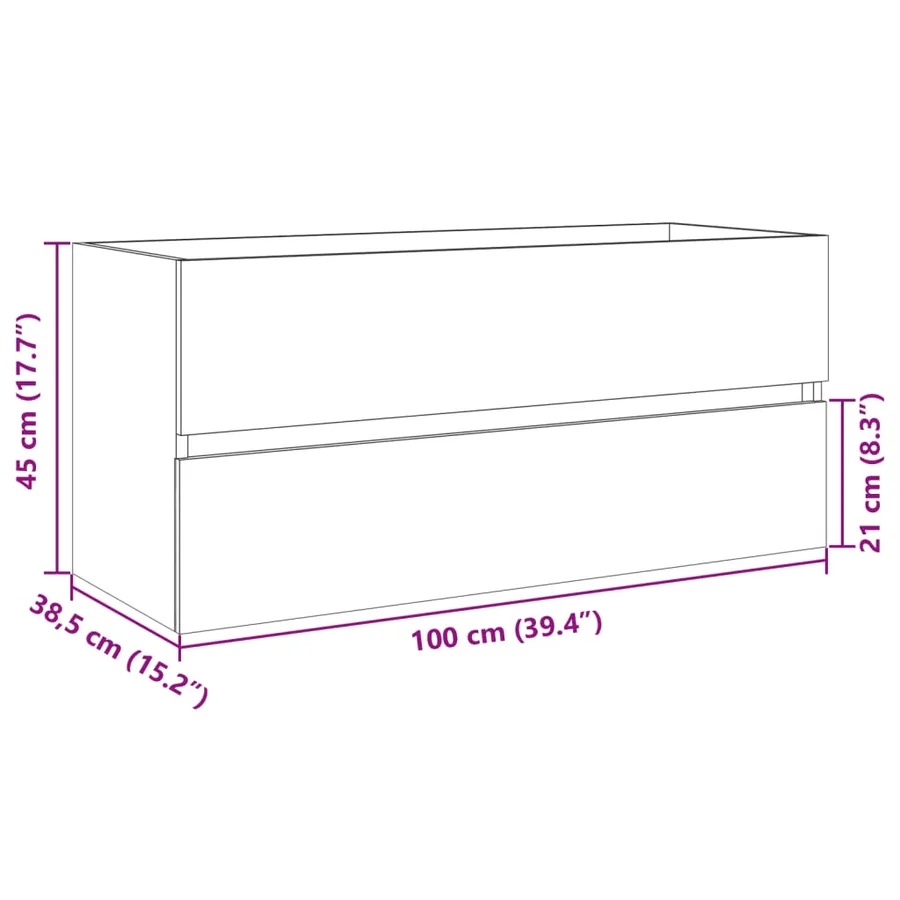 Armoire de lavabo de salle de bain chêne sonoma 100x38,5x45 cm - 11