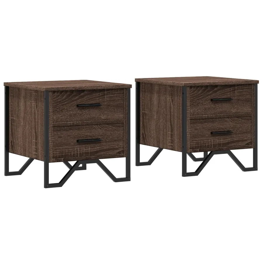 Tables de chevet 2pcs chêne marron 40x41x40cm bois d'ingénierie - 2