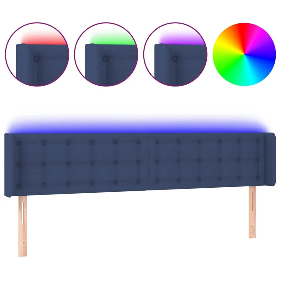 Tête de lit à LED Bleu 163x16x78/88 cm Tissu - 2