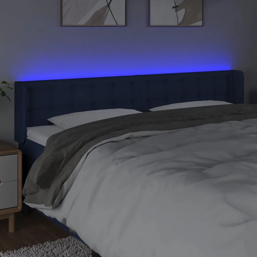 Tête de lit à LED Bleu 163x16x78/88 cm Tissu - 4