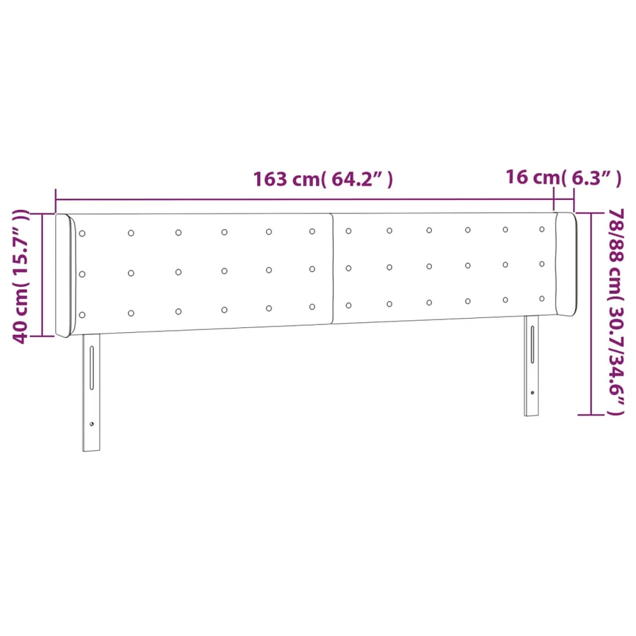 Tête de lit à LED Bleu 163x16x78/88 cm Tissu - 6