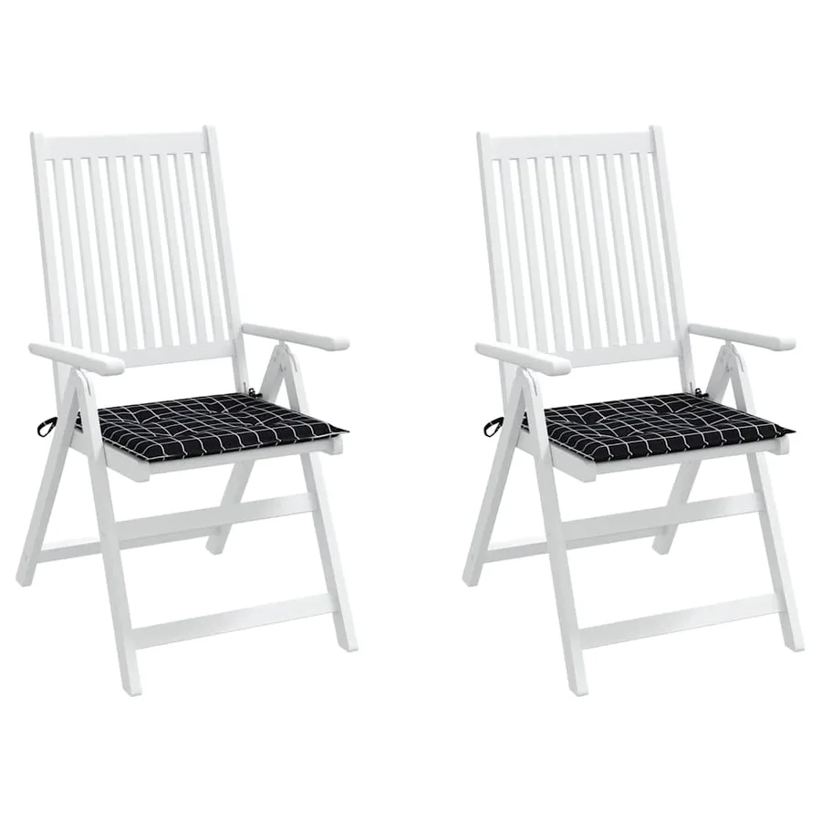 Coussins de chaise de jardin lot de 2 motif à carreaux noir - 4