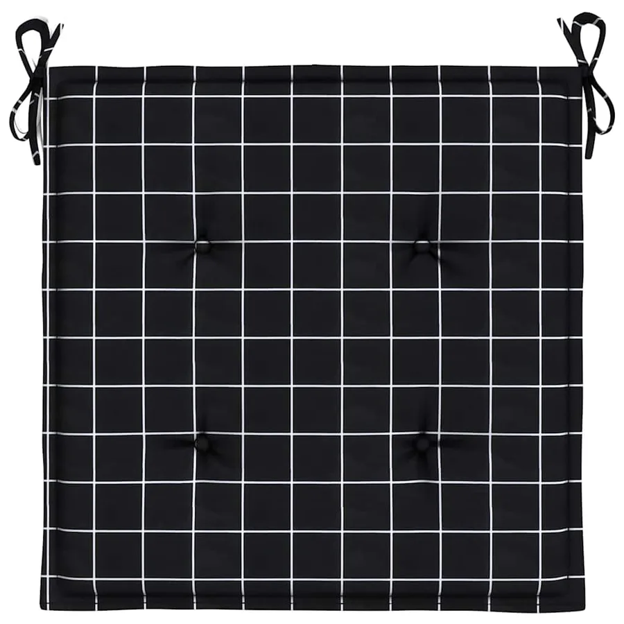 Coussins de chaise de jardin lot de 2 motif à carreaux noir - 6