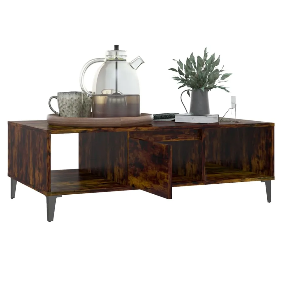 Table basse chêne fumé 103,5x60x35 cm bois d'ingénierie - 4