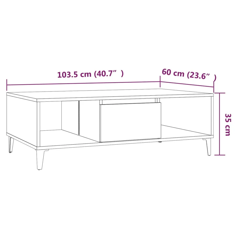 Table basse chêne fumé 103,5x60x35 cm bois d'ingénierie - 9
