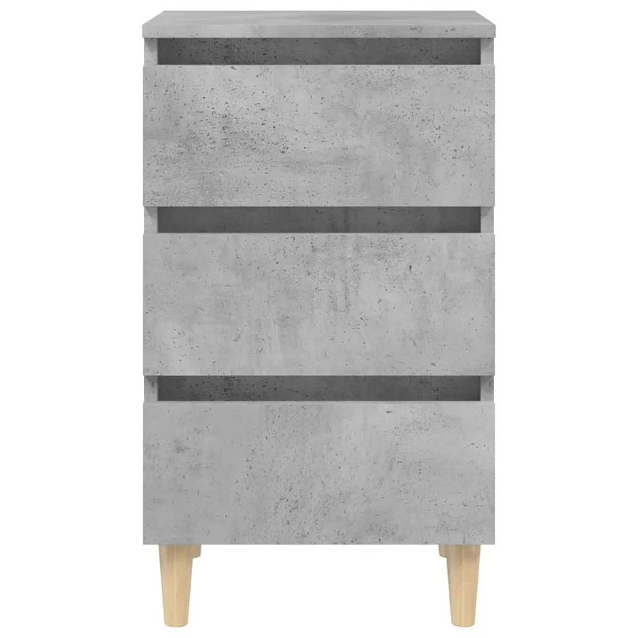 Tables de chevet avec pieds en bois 2 pcs gris béton 40x35x69cm - 6