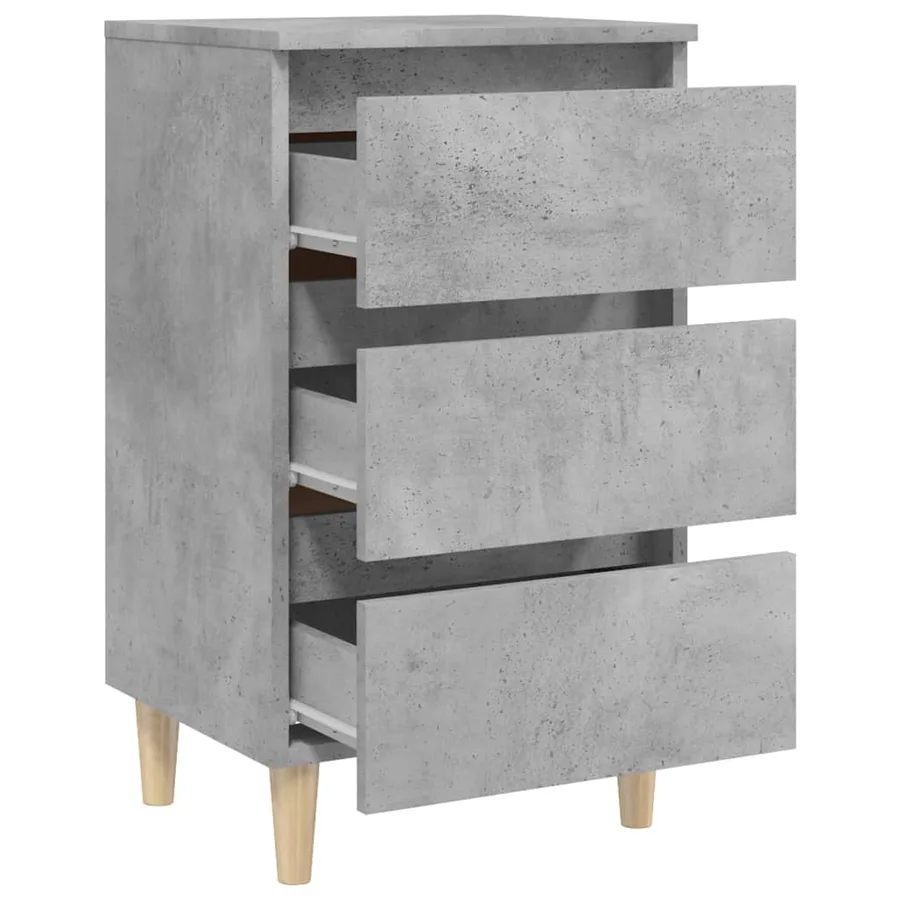 Tables de chevet avec pieds en bois 2 pcs gris béton 40x35x69cm - 8