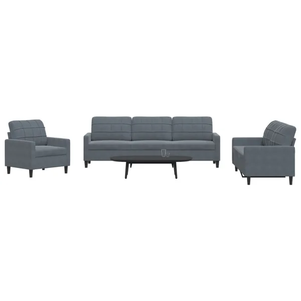 Ensemble de canapés 4 pcs avec coussins Gris foncé Velours