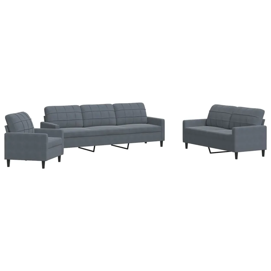 Ensemble de canapés 4 pcs avec coussins Gris foncé Velours - 2