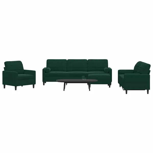 Ensemble de canapés 4 pcs avec coussins et traversins velours
