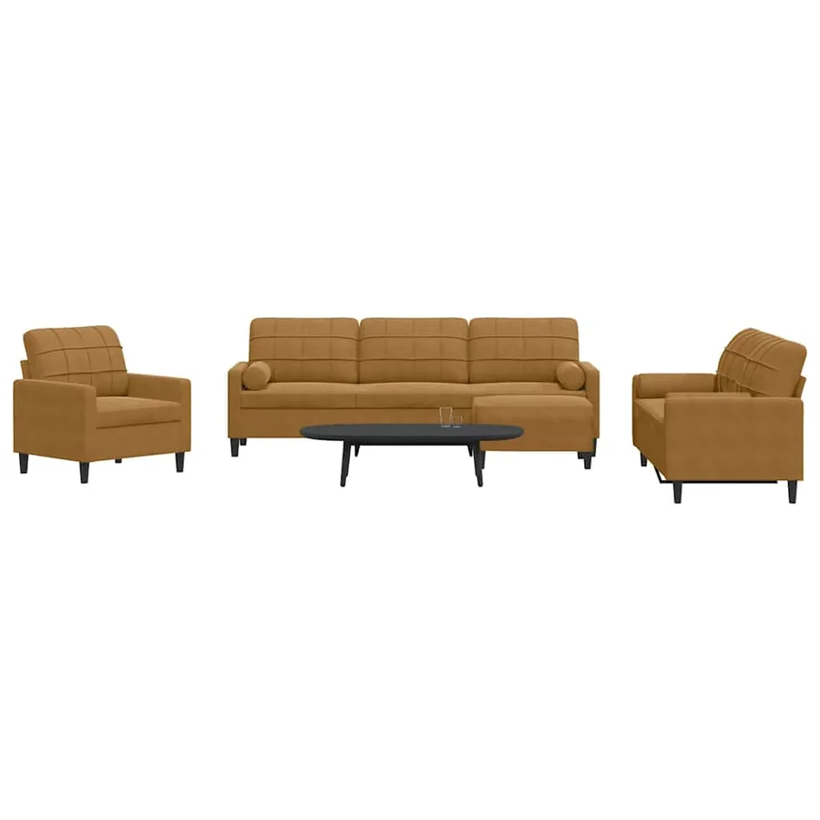 Ensemble de canapés 4 pcs avec coussins et traversins velours - 3
