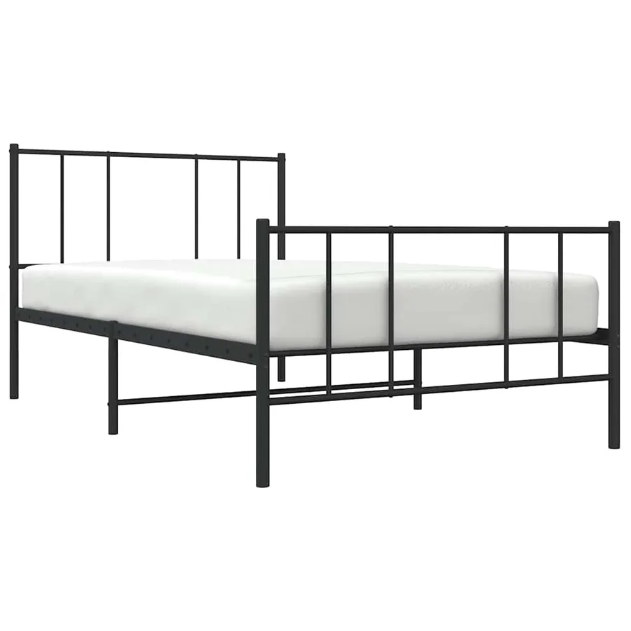 Cadre de lit métal sans matelas avec pied de lit noir 75x190 cm - 5