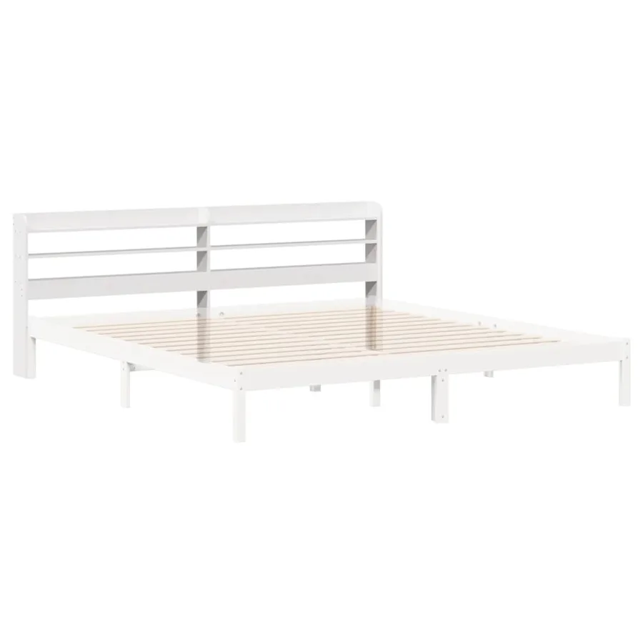Tête de lit avec étagères blanc 180 cm bois massif de pin - 6