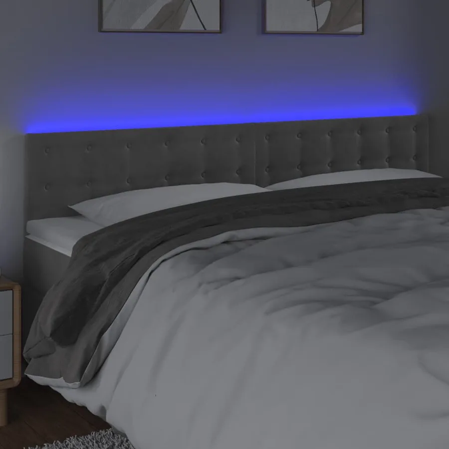 Tête de lit à LED Gris clair 160x5x78/88 cm Velours - 3