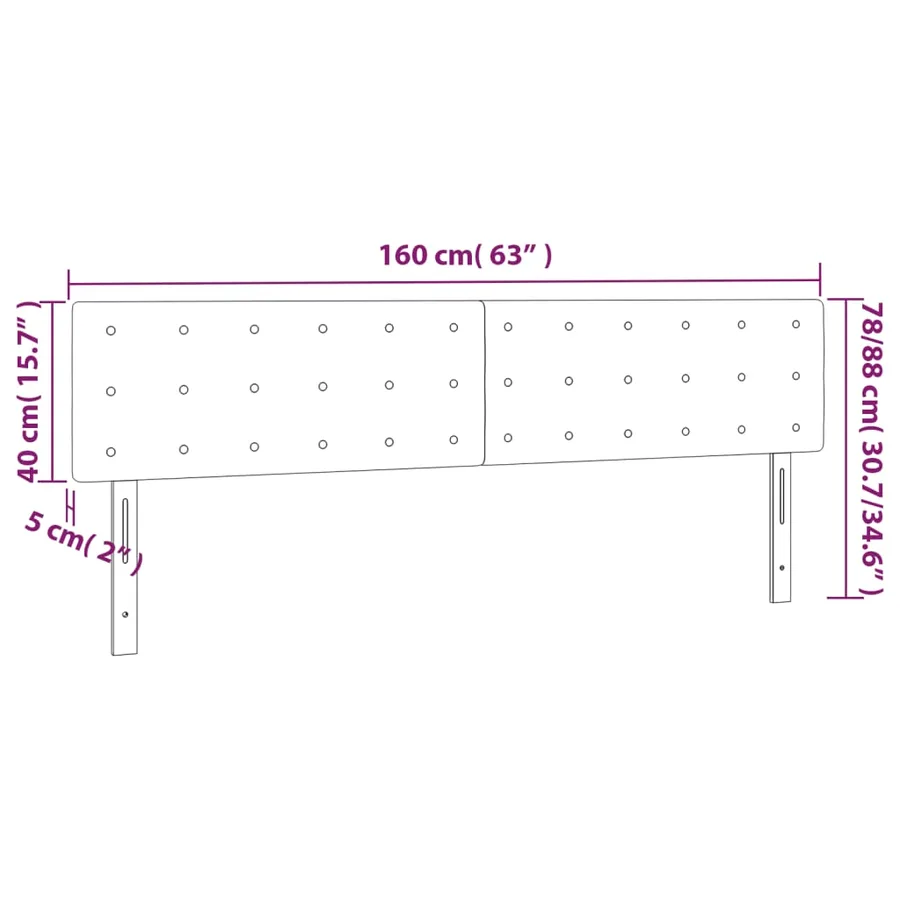 Tête de lit à LED Gris clair 160x5x78/88 cm Velours - 6