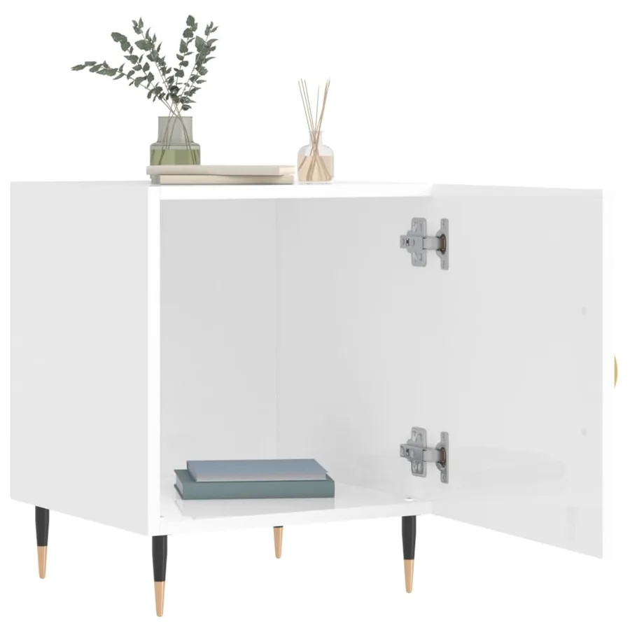 Tables de chevet 2 pcs blanc brillant 40x40x50 cm - 3