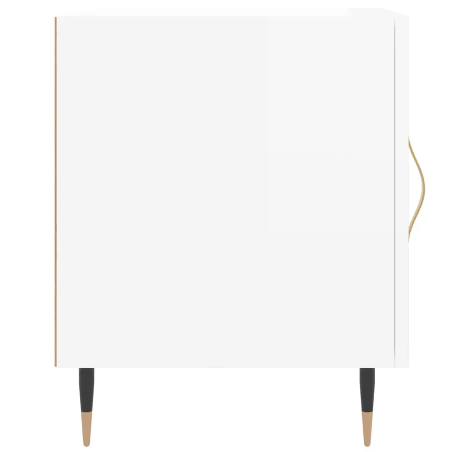 Tables de chevet 2 pcs blanc brillant 40x40x50 cm - 6