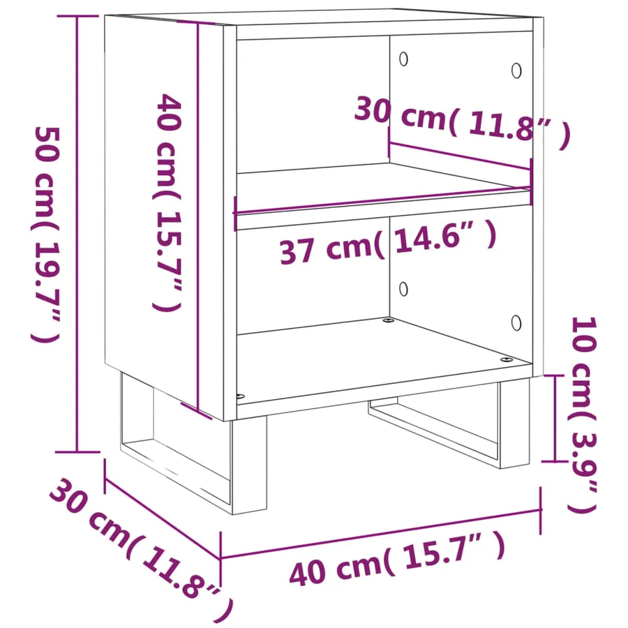 Tables de chevet 2pcs blanc brillant 40x30x50cm bois ingénierie - 10