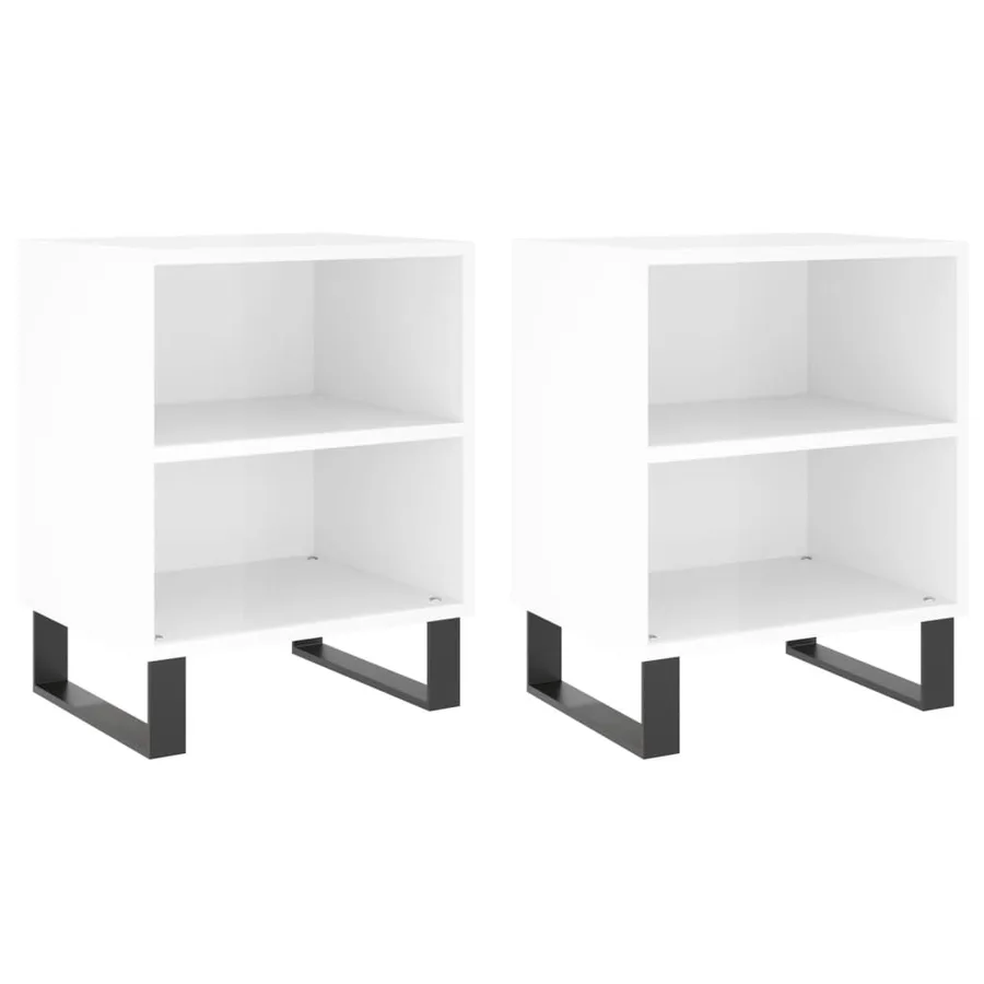 Tables de chevet 2pcs blanc brillant 40x30x50cm bois ingénierie - 2