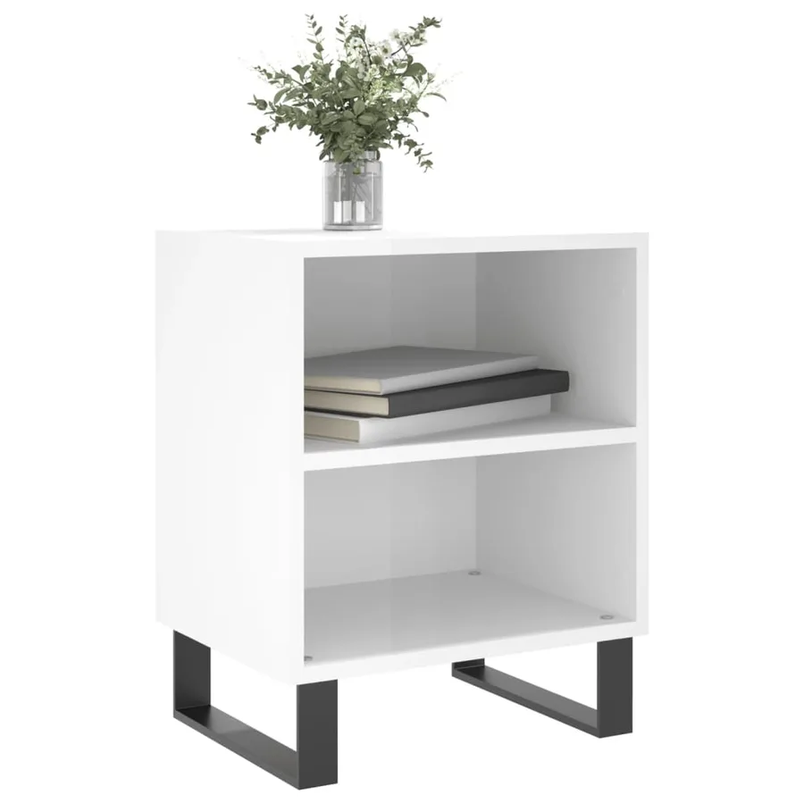 Tables de chevet 2pcs blanc brillant 40x30x50cm bois ingénierie - 3