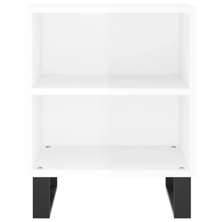 Tables de chevet 2pcs blanc brillant 40x30x50cm bois ingénierie - 5