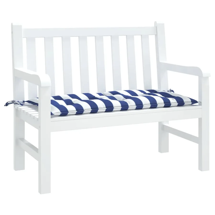 Coussin de banc de jardin rayures bleues et blanches 110x50x7cm - 3