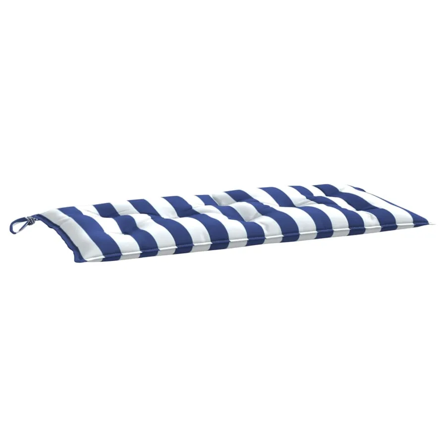 Coussin de banc de jardin rayures bleues et blanches 110x50x7cm - 4