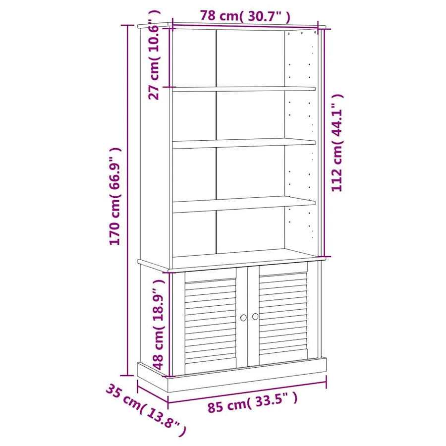 Bibliothèque VIGO 85x35x170 cm bois massif de pin - 9