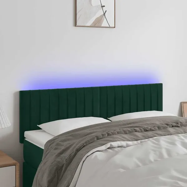 Tête de lit à LED Vert foncé 144x5x78/88 cm Velours