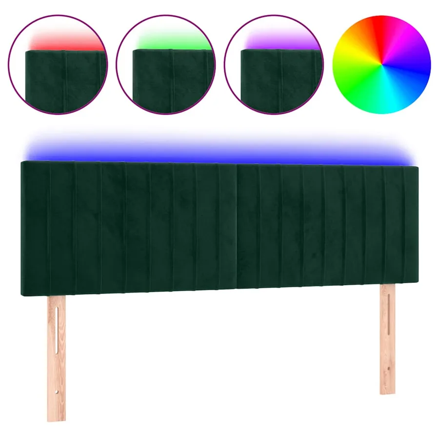 Tête de lit à LED Vert foncé 144x5x78/88 cm Velours - 2