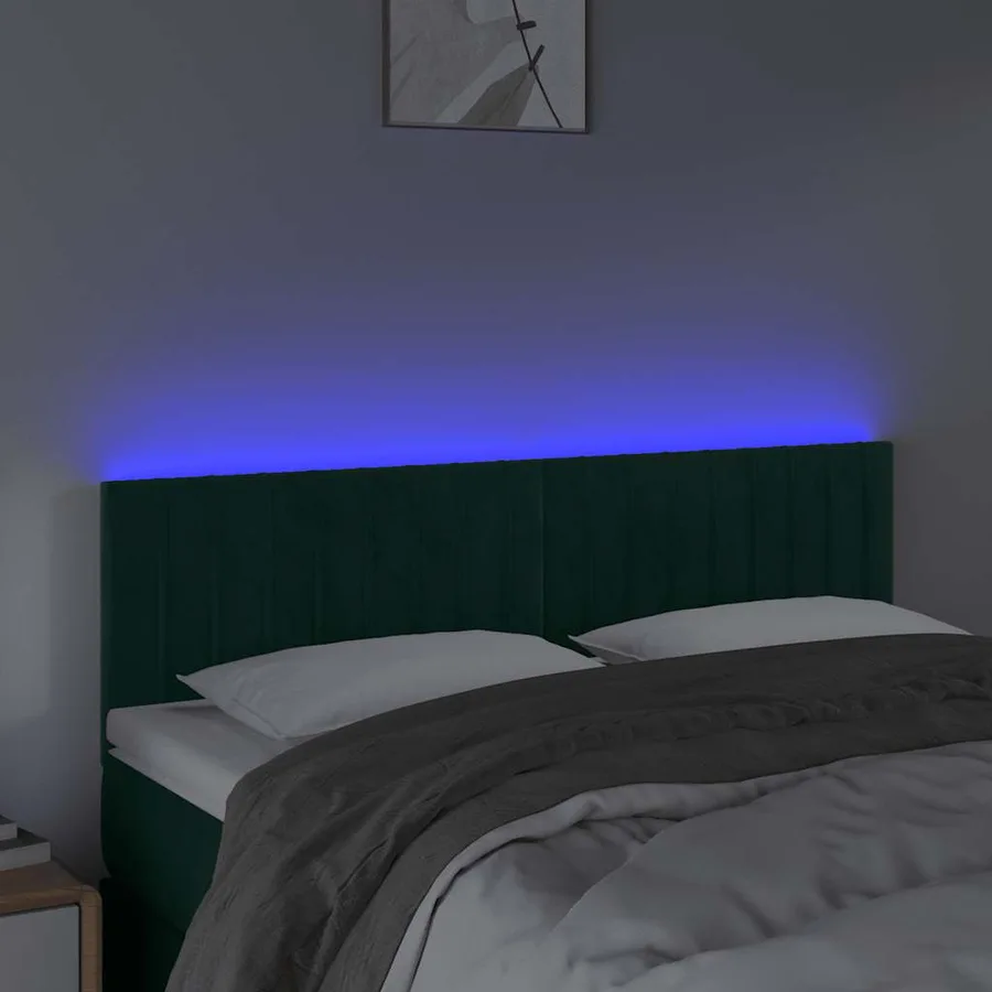 Tête de lit à LED Vert foncé 144x5x78/88 cm Velours - 3