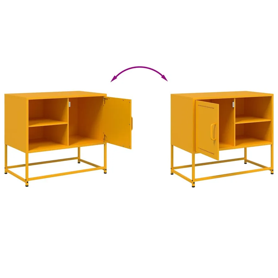 Meuble TV jaune moutarde 68x39x60,5 cm acier - 9