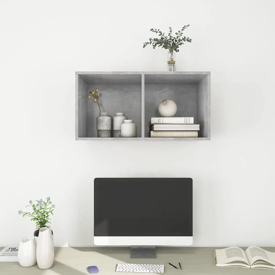 Meuble TV mural Gris béton 37x37x72 cm Bois d’ingénierie - 6